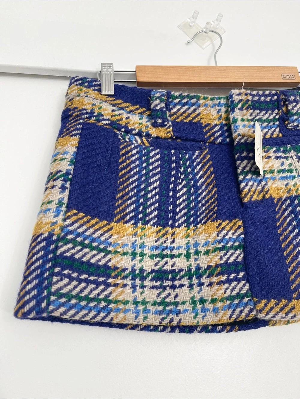 NWT Free People Mille Fleurs Plaid Wool Blend Mini Skirt Size 12